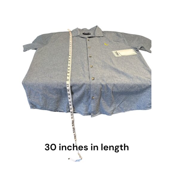Trunks Surf & Swim Co. Mens Light Blue Short Sleeve Button-Up Shirt With Yellow - Picture 7 of 8